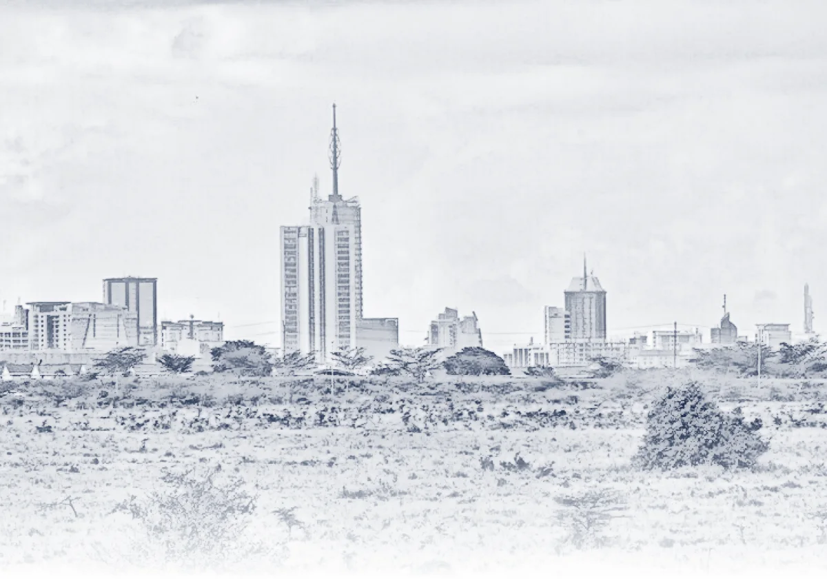 Sketch of the Nairobi skyline seen from Nairobi National Park
